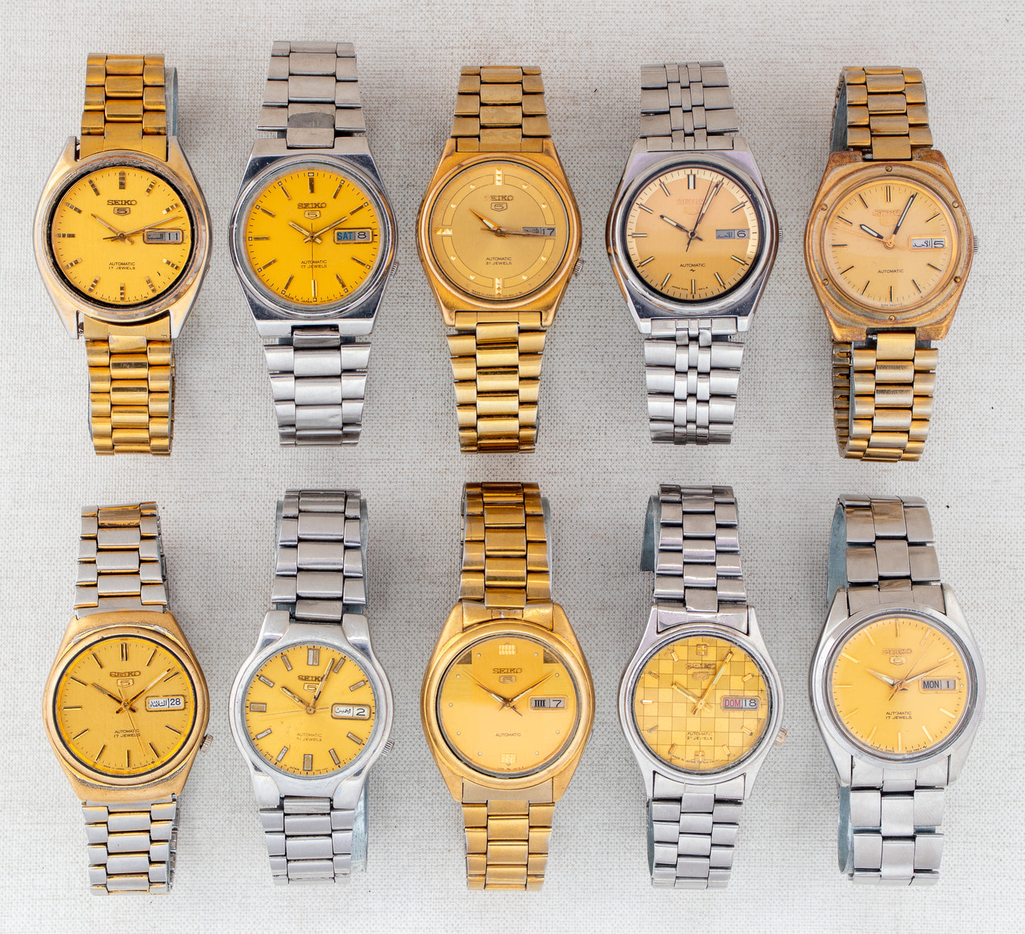 Vintage Seiko 5 Automatic Collection | Gold & Mustard Yellow Dials | Refs: 7009-3171, 7009-3131, 7019-8180, 7009-206K, 6309-8150, 6309-7330, 7S26-02P0, 7009-3100, 7019-8180, 7009-821J