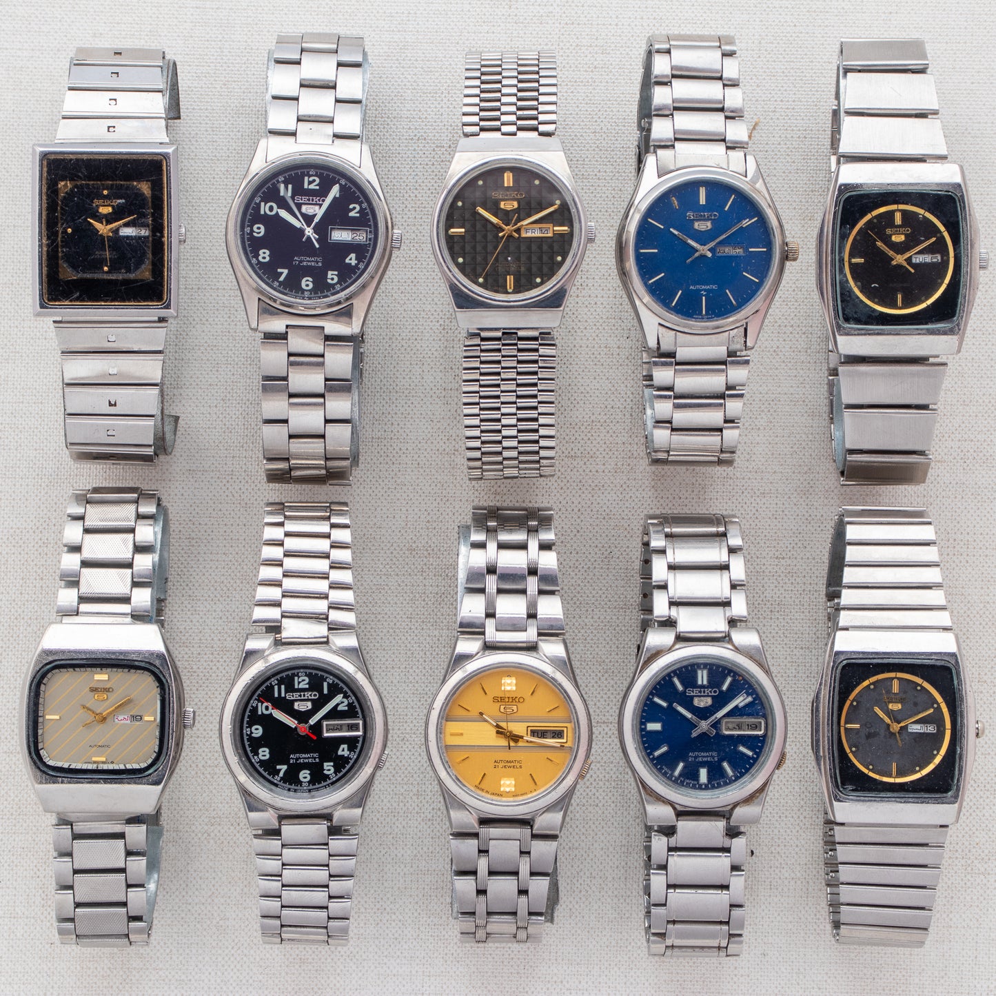 Vintage Seiko 5 Unisex Automatic Collection | TV, Field & Square Cases | Refs: 2949-5110, 4216-0020, 4206-0591, 4206-0250, 2906-075A, 2906-5590, 4227-00C0