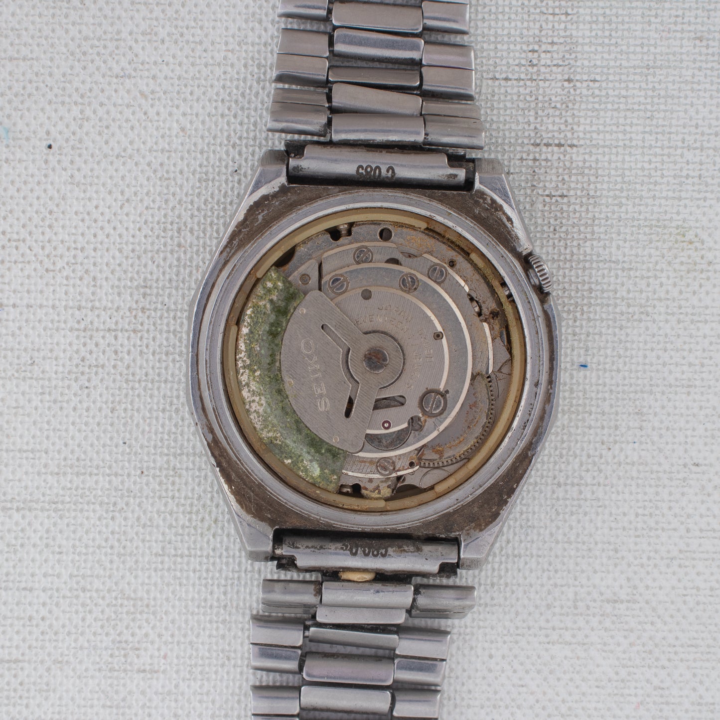 Vintage Seiko 5 Automatic Watch Black Dial Silver Accents 6309-7160 Day/Date