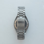 Clasp and rear view of Vintage Seiko 5 7009-8760 Automatic Silver Pinstripe Dial Watch