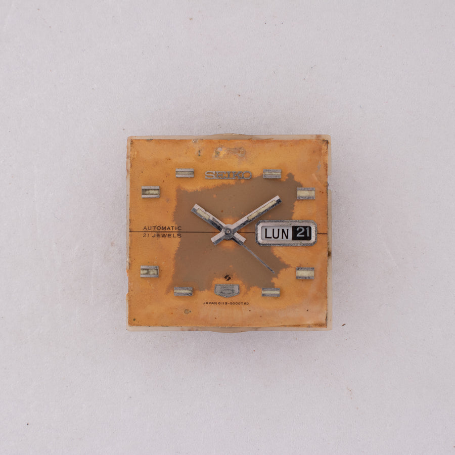 Vintage Seiko 5 6119-5000 Automatic 21J Gold Dial Day Date Wristwatch