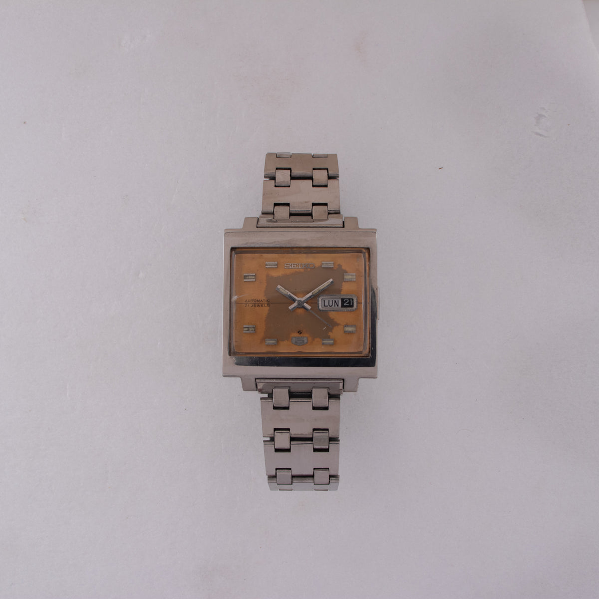 Vintage Seiko 5 6119-5000 Automatic 21J Gold Dial Day Date Wristwatch