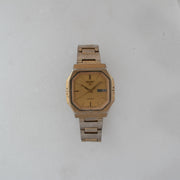 Vintage Seiko 5 7009-5620 Automatic 17J Gold Dial Day Date Wristwatch
