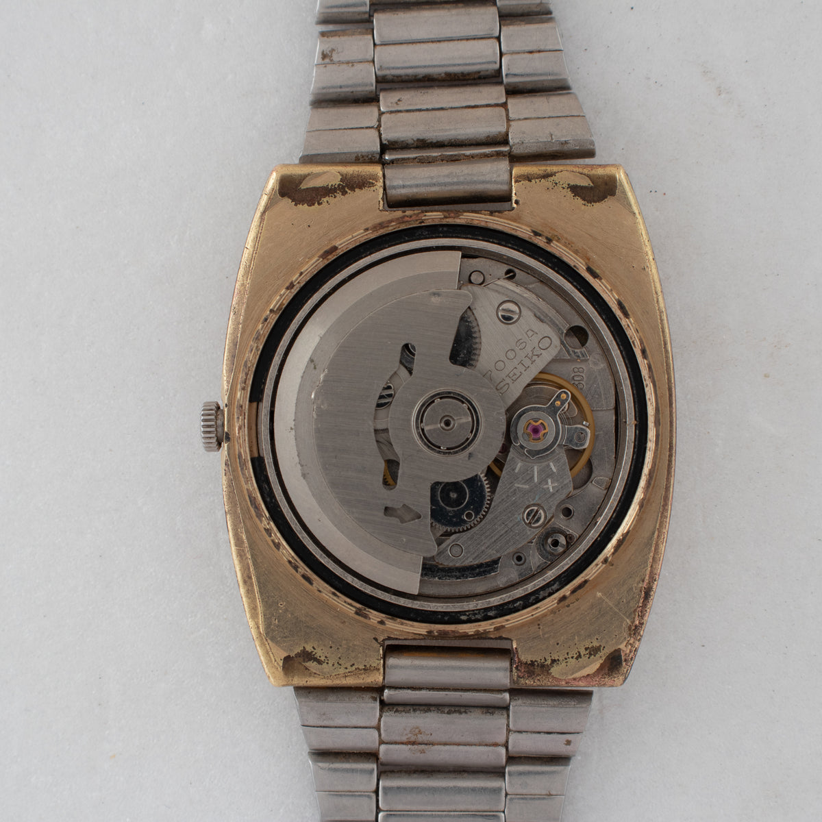 Vintage Seiko 7006-6000 Automatic 19J Champagne Dial Day Date Wristwatch