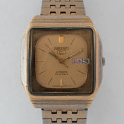 Vintage Seiko 5 6349-5000 Automatic 23J Gold Dial Day Date Wristwatch