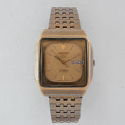 Vintage Seiko 5 6349-5000 Automatic 23J Gold Dial Day Date Wristwatch