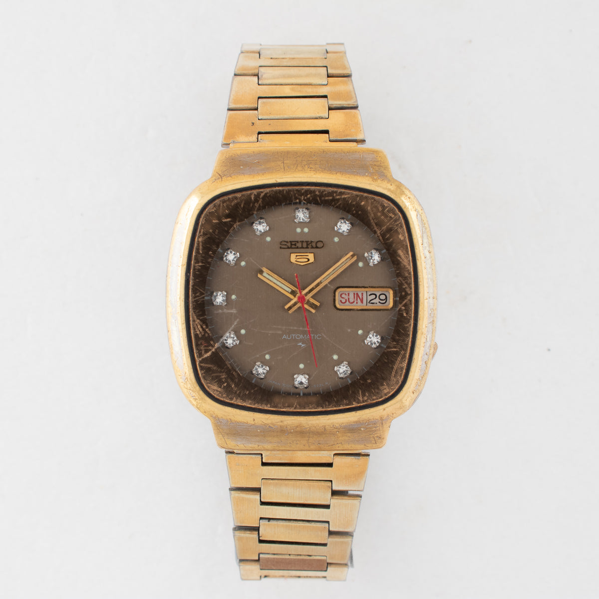 Vintage Seiko 5 7009-5140 Automatic 17J Silver Dial Day Date Wristwatch