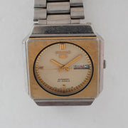 Vintage Seiko 5 6349-6050 Automatic 23J Cream Dial Day Date Wristwatch