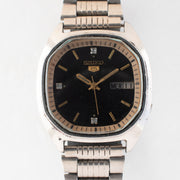 Vintage Seiko 5 7009-521A Automatic 17J Black Dial Day Date Wristwatch