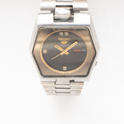 Vintage Seiko 5 6309-6070 Automatic 17J Black Dial Day Date Wristwatch