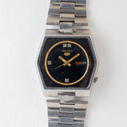 Vintage Seiko 5 6309-6070 Automatic 17J Black Dial Day Date Wristwatch