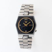 Vintage Seiko 5 6309-6070 Automatic 17J Black Dial Day Date Wristwatch