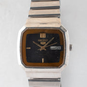 Vintage Seiko 5 6309-525J Automatic 17J Black Dial Day Date Wristwatch