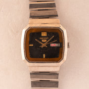 Vintage Seiko 5 6309-525J Automatic 17J Black Dial Day Date Wristwatch