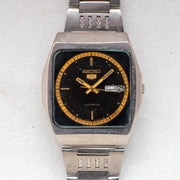 Vintage Seiko 5 6309-6200 Automatic 17J Black Dial Day Date Wristwatch