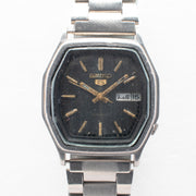 Vintage Seiko 5 6309-584A Automatic 17J Black Dial Day Date Wristwatch