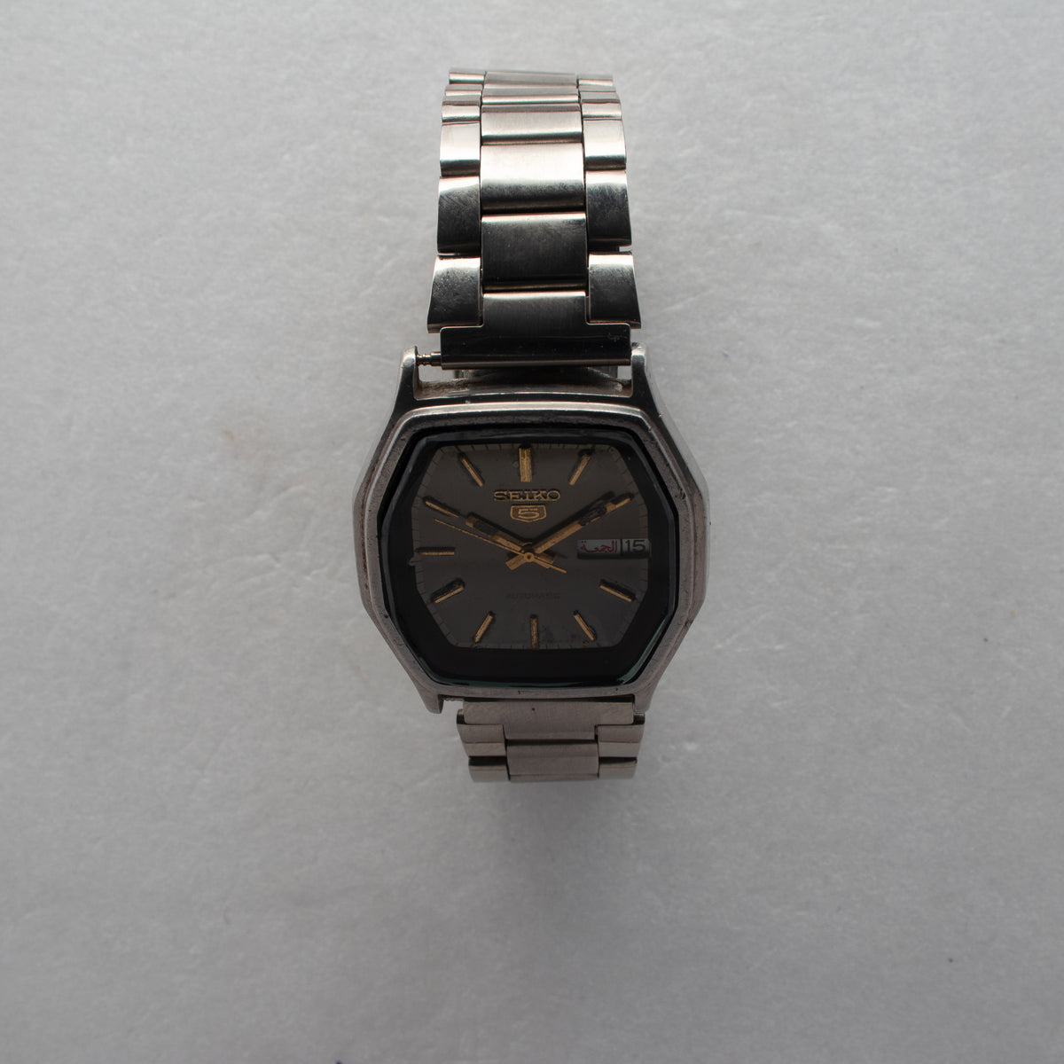 Vintage Seiko 5 6309-584A Automatic 17J Black Dial Day Date Wristwatch
