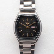 Vintage Seiko 5 6309-584A Automatic 17J Black Dial Day Date Wristwatch