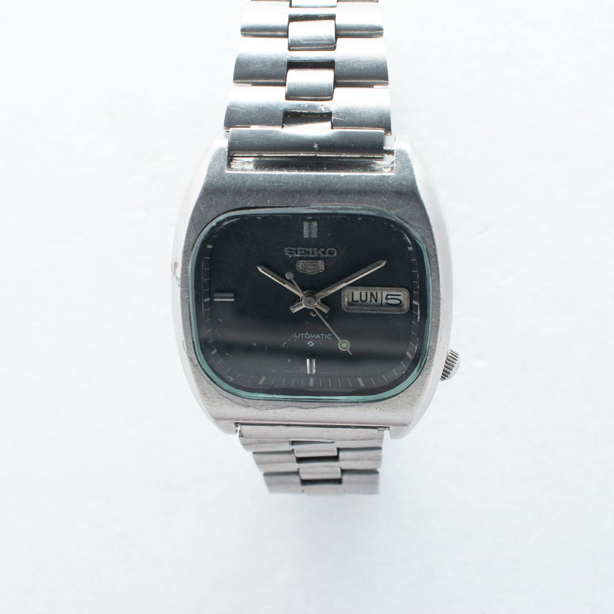 Vintage Seiko 5 6309-5120 Automatic 17J Black Dial Day Date Wristwatch