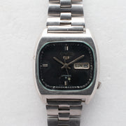 Vintage Seiko 5 6309-5120 Automatic 17J Black Dial Day Date Wristwatch