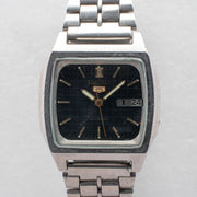 Vintage Seiko 5 7009-5860 Automatic 17J Black Dial Day Date Wristwatch
