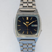 Vintage Seiko 5 7009-5860 Automatic 17J Black Dial Day Date Wristwatch