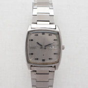 Vintage Seiko 5606-5000 Automatic 25J Silver Dial Day Date Wristwatch