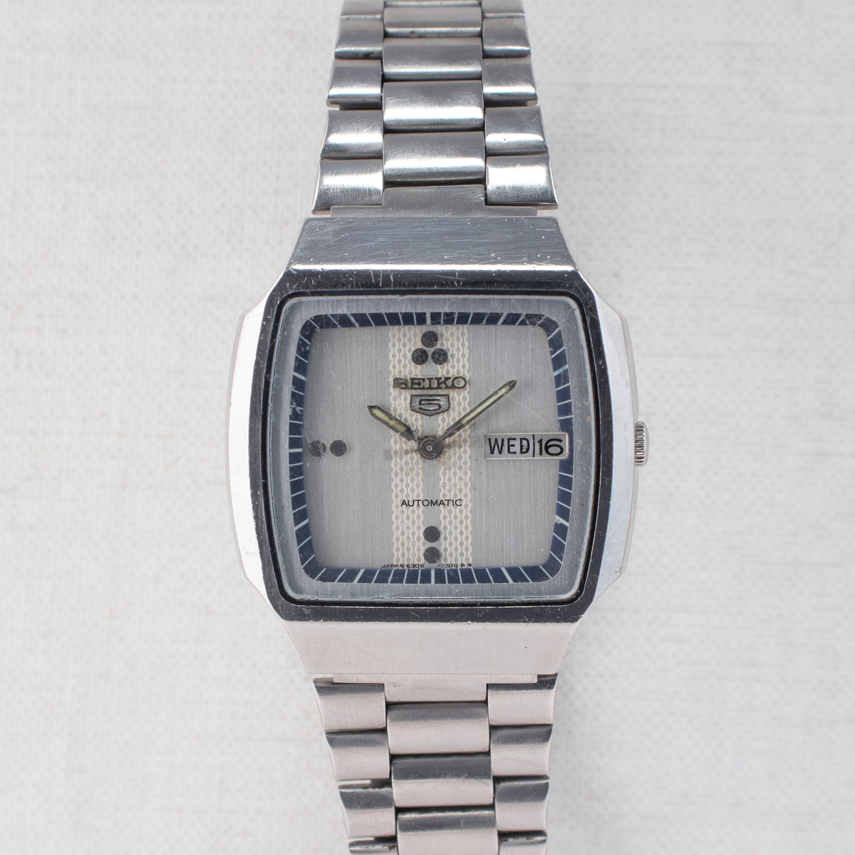 Vintage Seiko 5 6309-5490 Automatic 17J Silver Dial Day Date Wristwatch