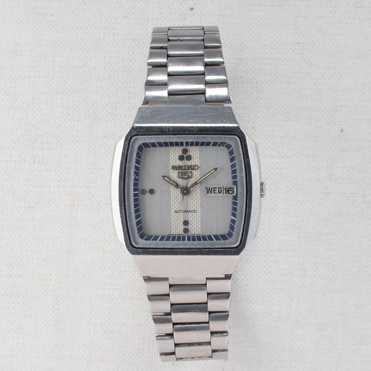 Vintage Seiko 5 6309-5490 Automatic 17J Silver Dial Day Date Wristwatch