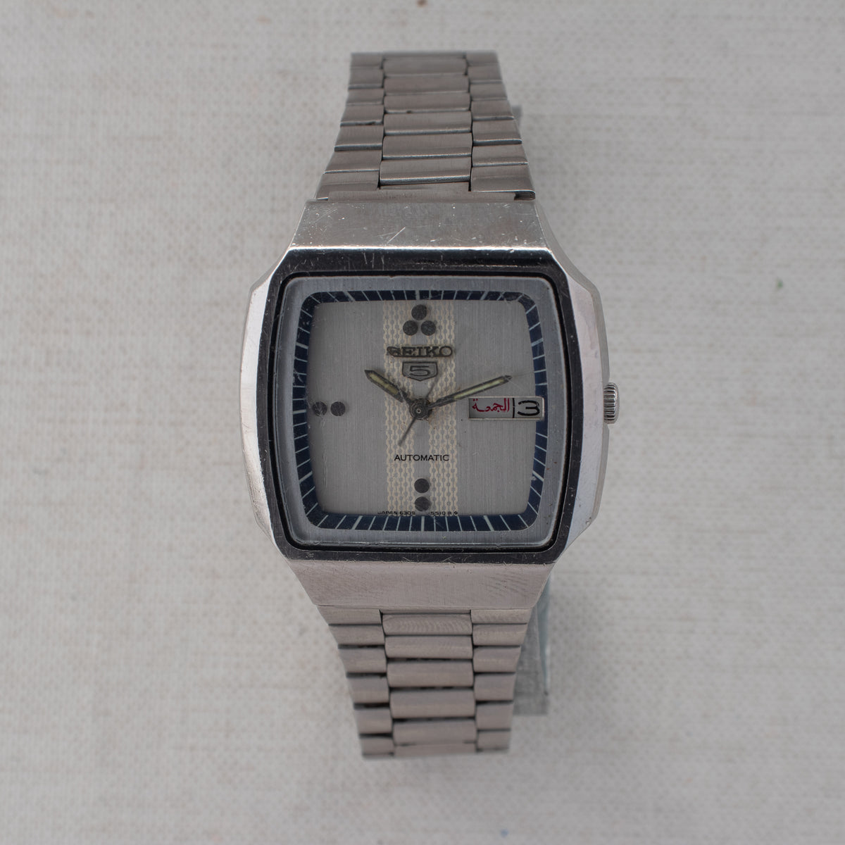 Vintage Seiko 5 6309-5490 Automatic 17J Silver Dial Day Date Wristwatch