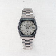 Vintage Seiko 5 6309-615A Automatic 17J Silver Dial Day Date Wristwatch