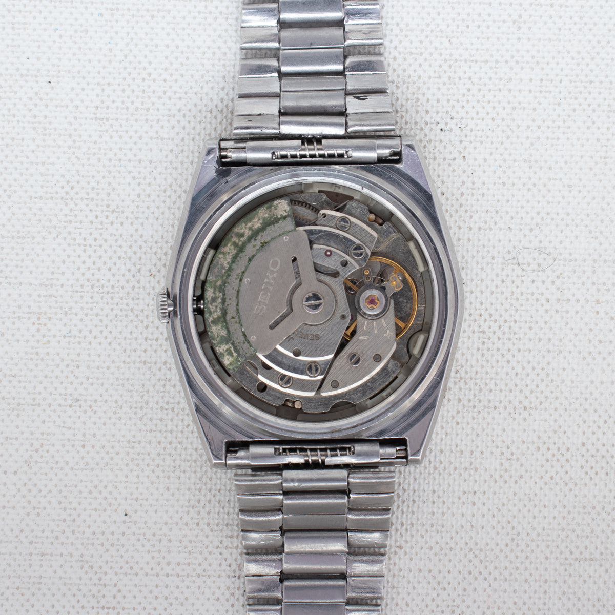 Vintage Seiko 5 6309-615A Automatic 17J Silver Dial Day Date Wristwatch