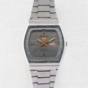 Vintage Seiko 5 6349-5080 Automatic 23J Silver Dial Day Date Wristwatch