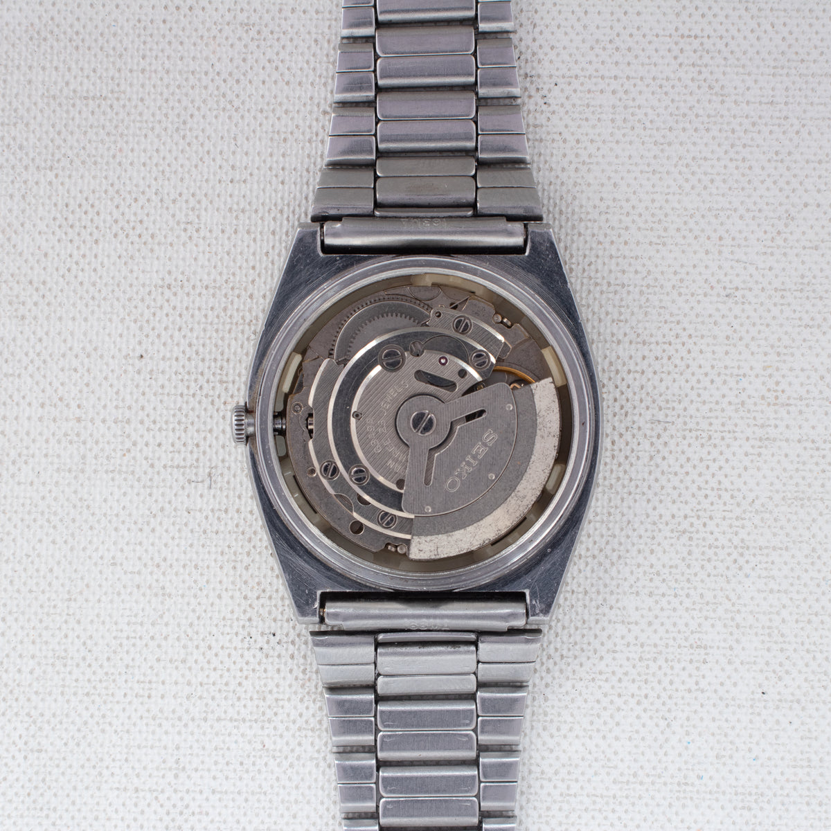 Vintage Seiko 5 6349-5080 Automatic 23J Silver Dial Day Date Wristwatch