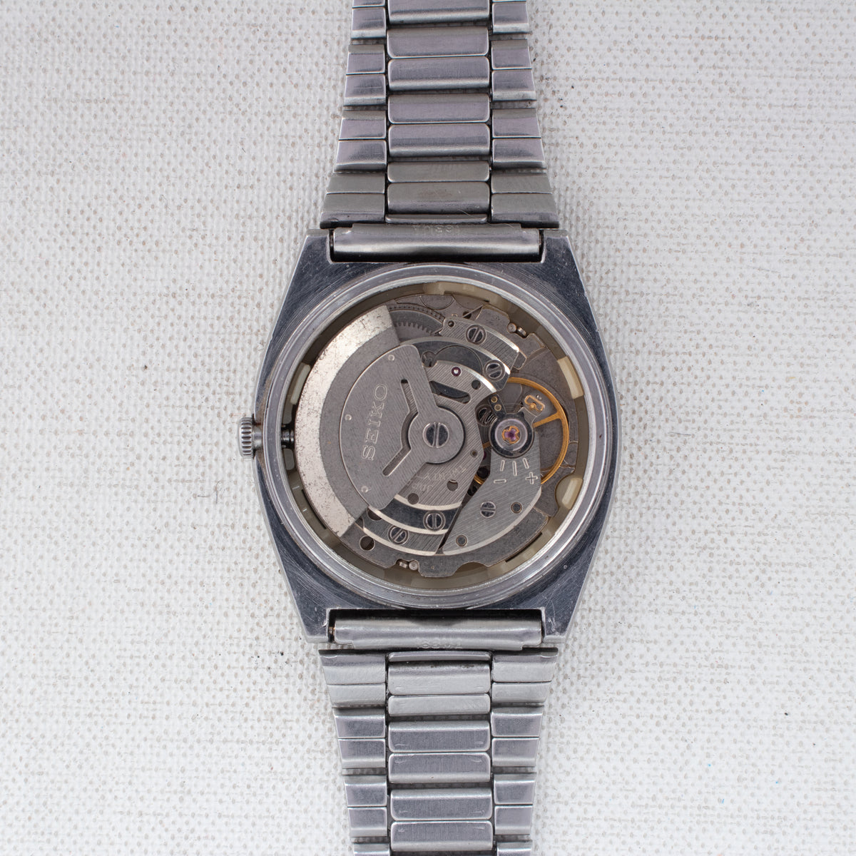 Vintage Seiko 5 6349-5080 Automatic 23J Silver Dial Day Date Wristwatch