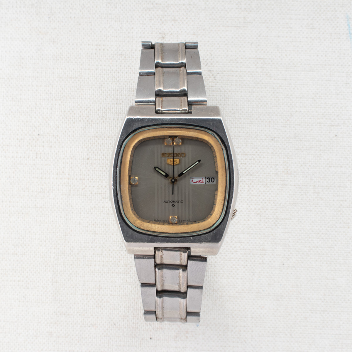 Vintage Seiko 5 6309-5180 Automatic 17J Silver Dial Day Date Wristwatch