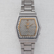 Vintage Seiko 5 6349-5420 Automatic 23J Silver Dial Day Date Wristwatch