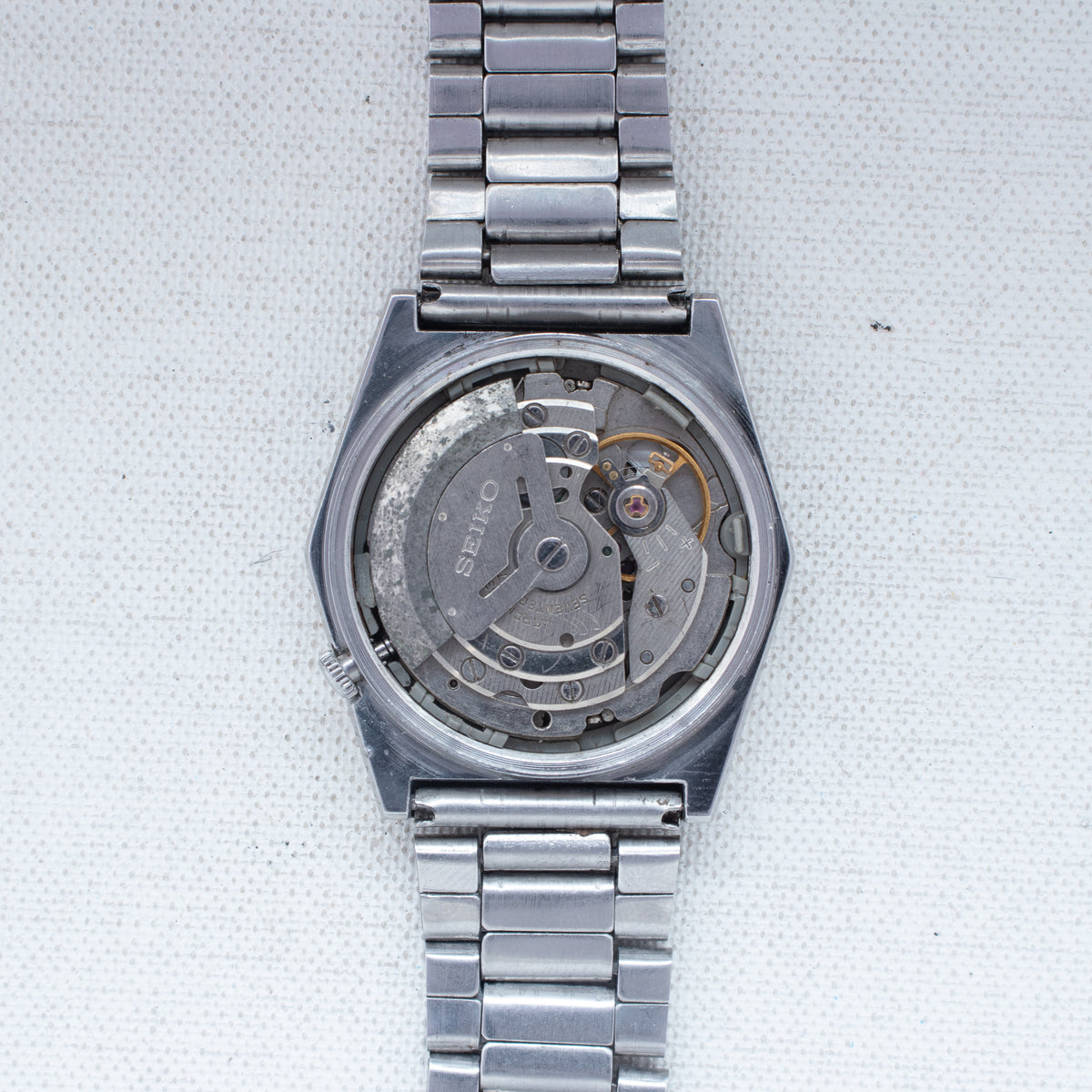 Vintage Seiko 5 6349-5420 Automatic 23J Silver Dial Day Date Wristwatch