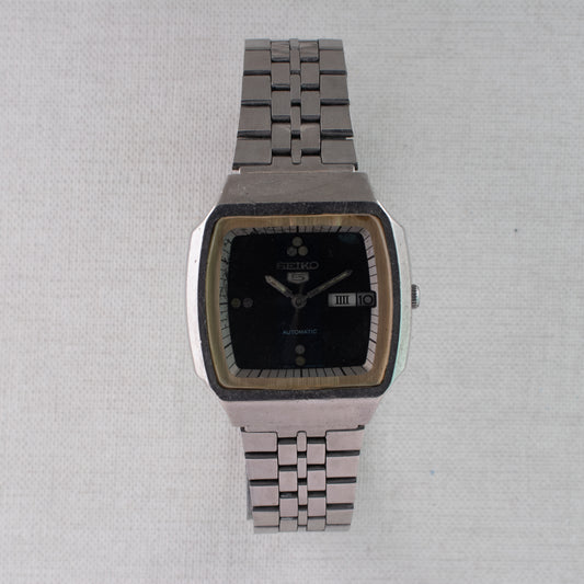 Vintage Seiko 5 6309-549A Automatic 17J Blue Dial Day Date Wristwatch