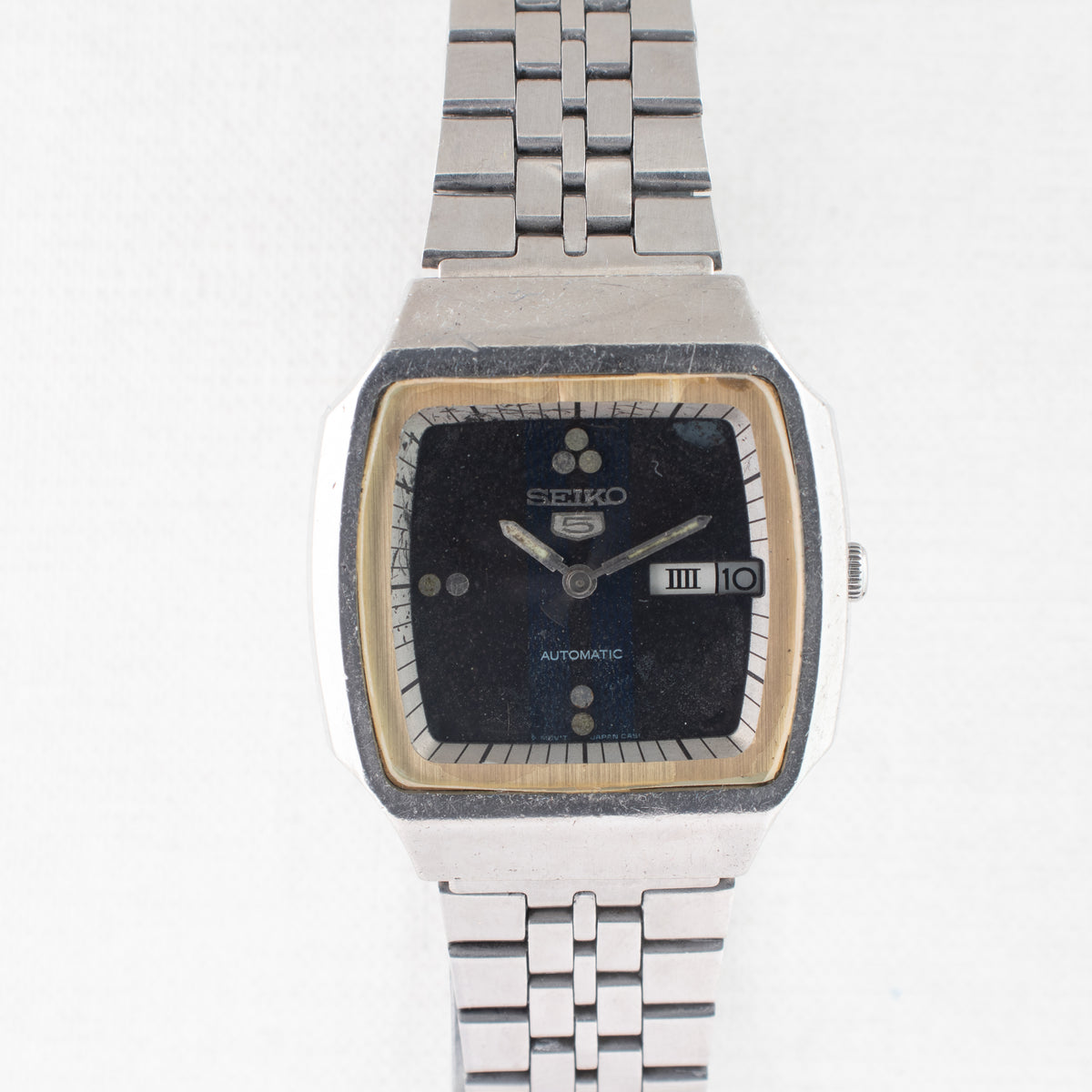 Vintage Seiko 5 6309-549A Automatic 17J Blue Dial Day Date Wristwatch