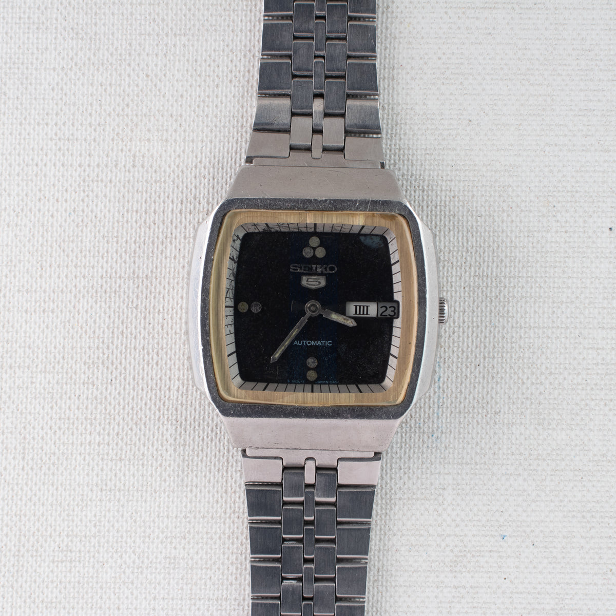 Vintage Seiko 5 6309-549A Automatic 17J Blue Dial Day Date Wristwatch