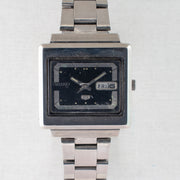 Vintage Seiko 5 6309-5030 Automatic 17J Blue Dial Day Date Wristwatch