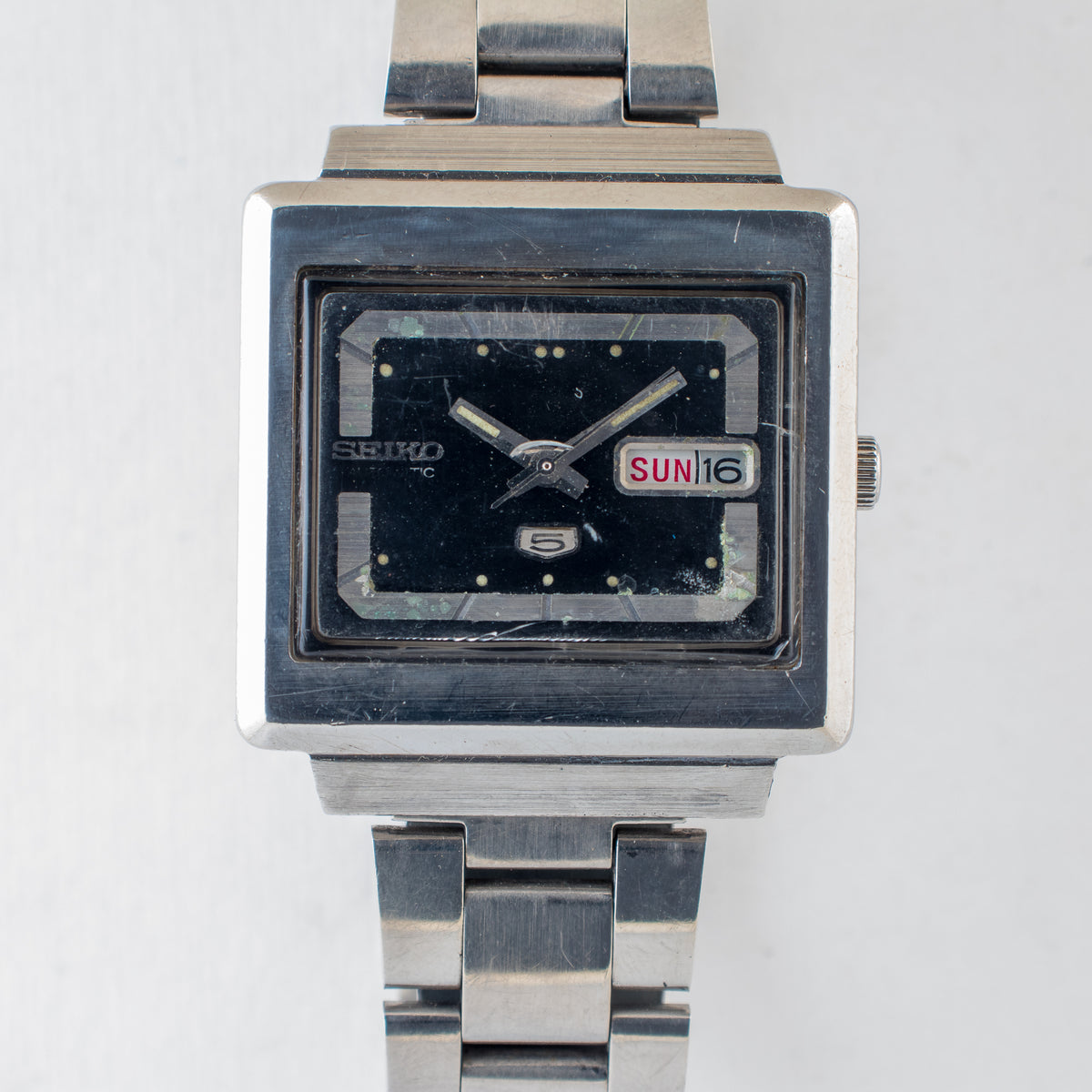 Vintage Seiko 5 6309-5030 Automatic 17J Blue Dial Day Date Wristwatch