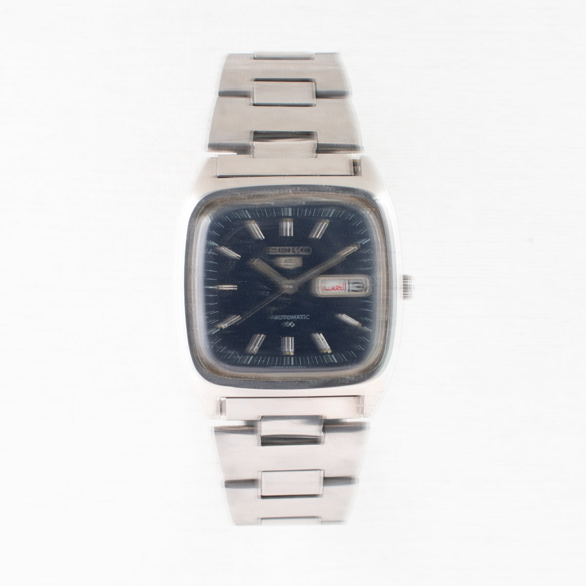 Vintage Seiko 5 6309-5090 Automatic 17J Blue Dial Day Date Wristwatch