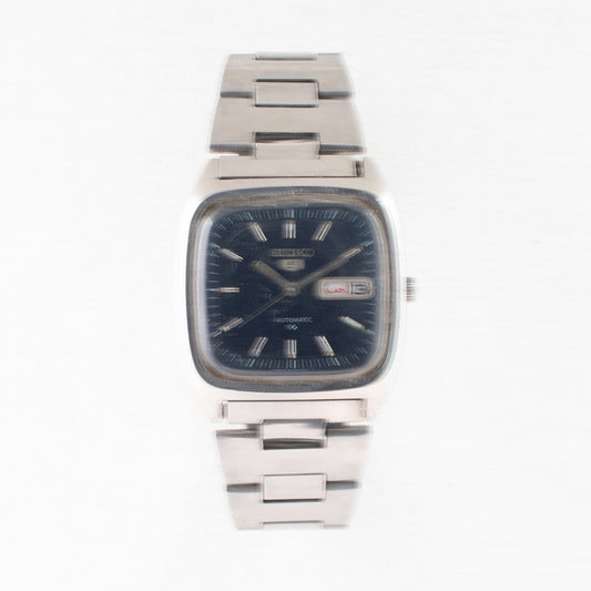 Vintage Seiko 5 6309-5090 Automatic 17J Blue Dial Day Date Wristwatch