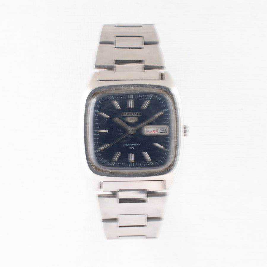 Vintage Seiko 5 6309-5090 Automatic 17J Blue Dial Day Date Wristwatch