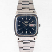 Vintage Seiko 5 6309-5090 Automatic 17J Blue Dial Day Date Wristwatch