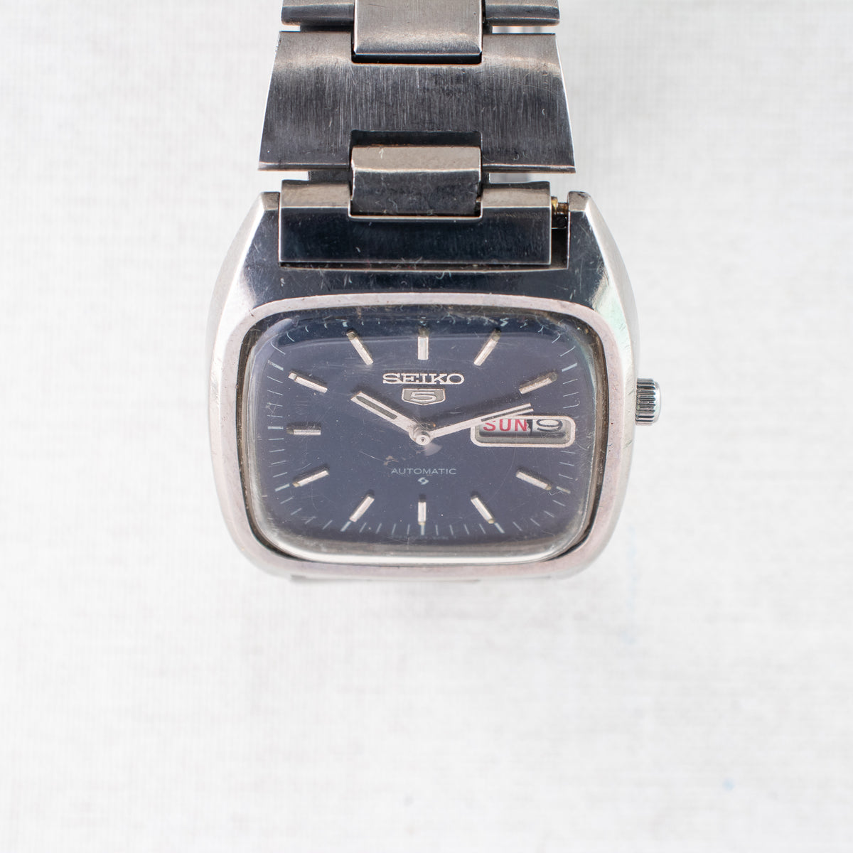 Vintage Seiko 5 6309-5090 Automatic 17J Blue Dial Day Date Wristwatch