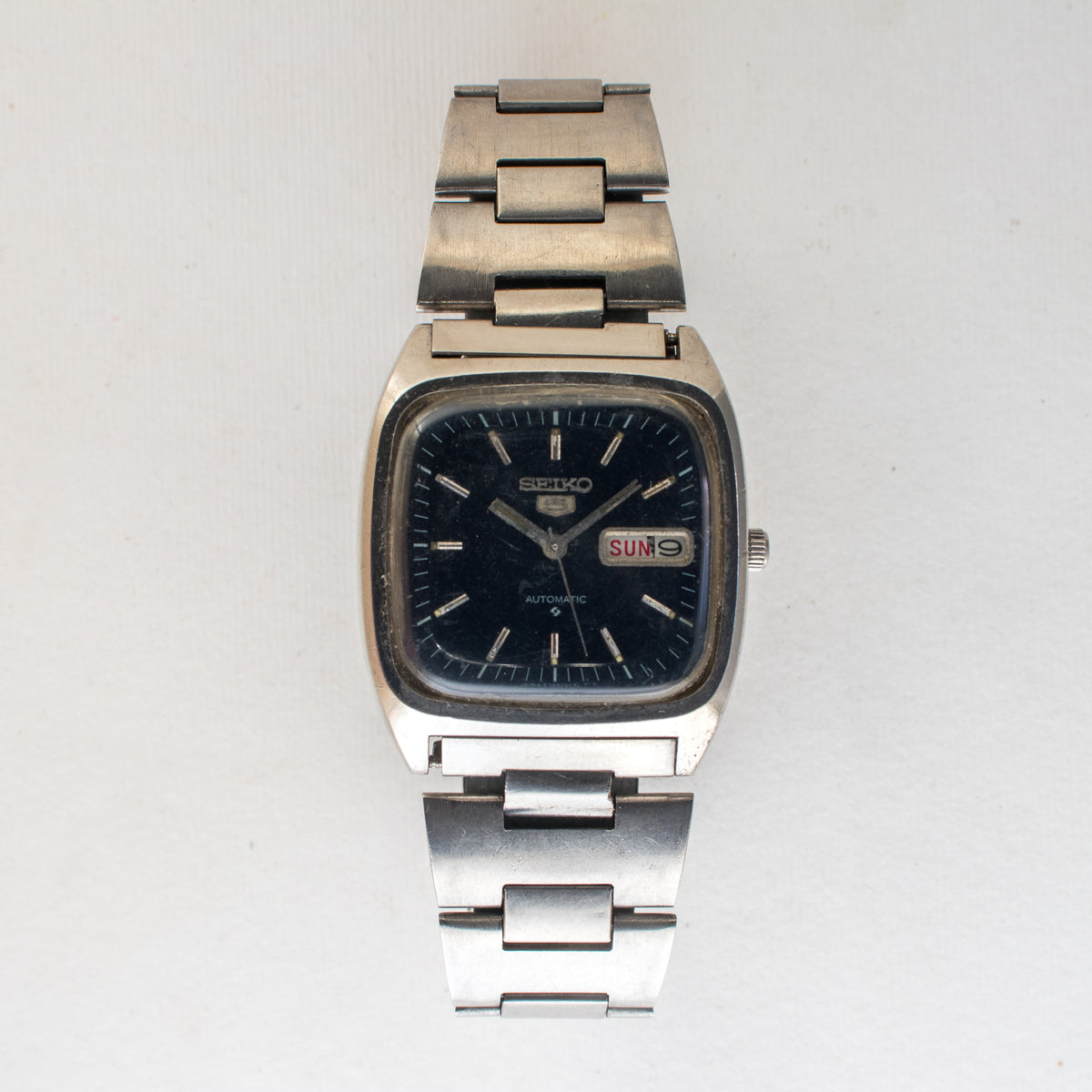 Vintage Seiko 5 6309-5090 Automatic 17J Blue Dial Day Date Wristwatch