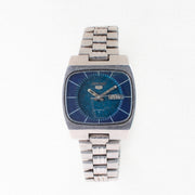 Vintage Seiko 5 6309-5100 Automatic 17J Blue Dial Day Date Wristwatch